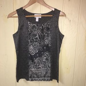 Chico's Black and White Patterned Tank Top